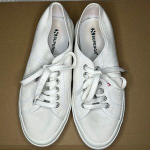 Superga Sneakers Women's Size 8 White Canvas Lace Up Low Top Casual